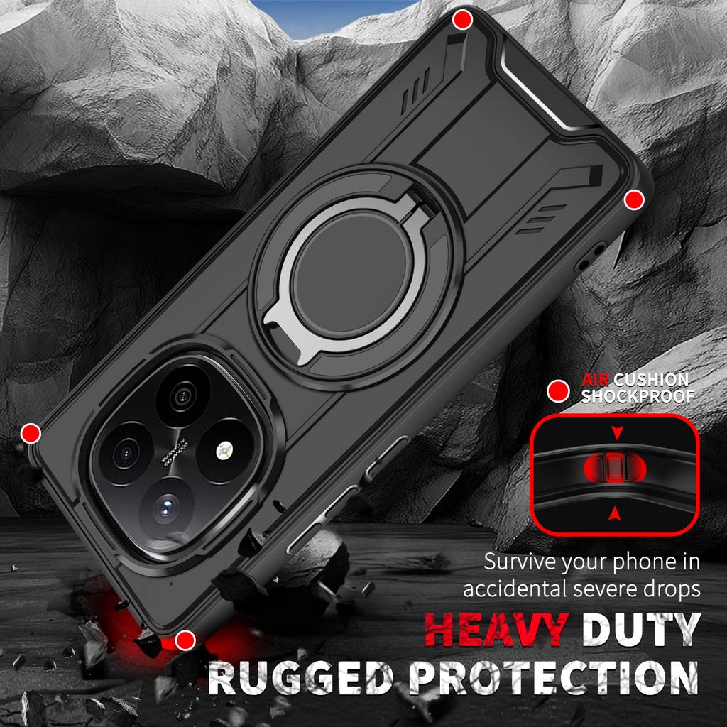 Metal Ring Rotate Stand Magnetic Phone Case For Xiaomi Redmi Note 14 Pro Plus 14S Shockproof Cover Redmi Note 13 Pro 5G 4G Cases