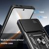 For TECNO Pova 7 4G Case with Slide Camera Lid PC+TPU Kickstand Phone Cover