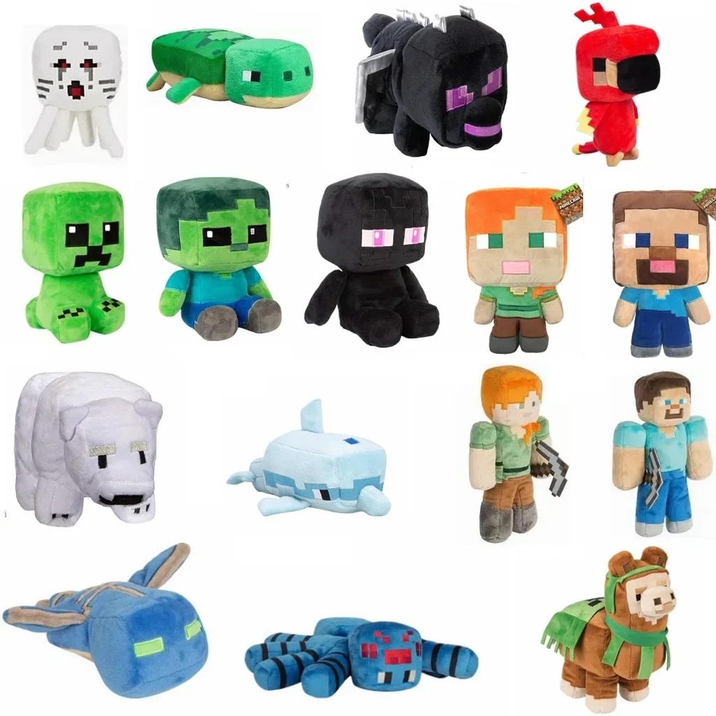 Плюшевая игрушка в стиле Minecraft Набор Зомби Крипер Стив Паук Скелет Алекс Эндермен Подарок для детей Игровые персонажи Куклы