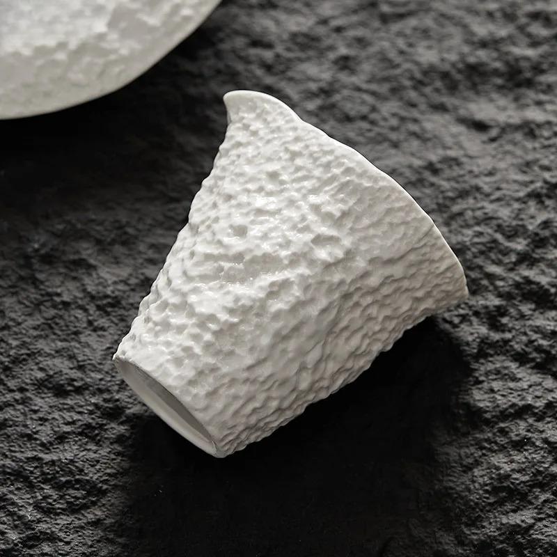 Ceramic  Restaurant Creative Rock Texture Steak Sauce Pot 200ml Milk Cup Household Specialty Pure White Tableware