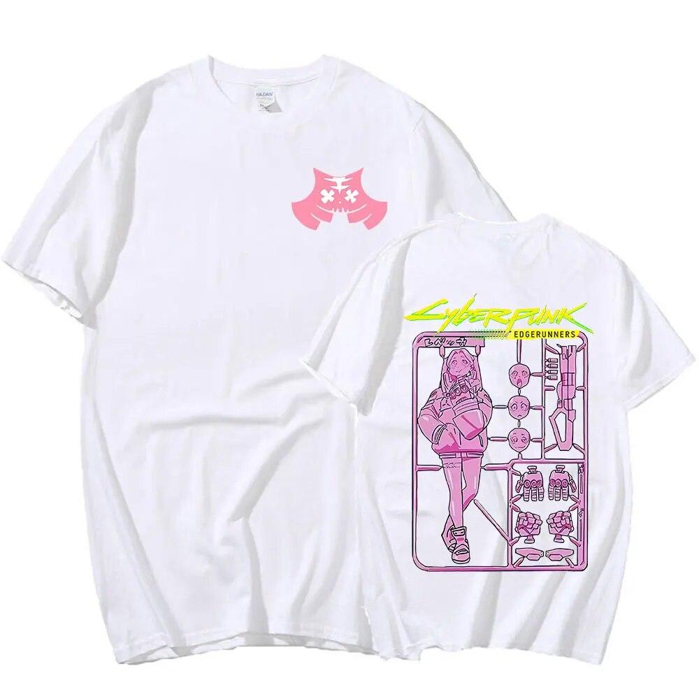 Футболка японского аниме Cyberpunk Edgerunners Rebecca Unisexga, футболка с короткими рукавами и рисунком, футболка большого размера, винтажные футболки, уличная одежда