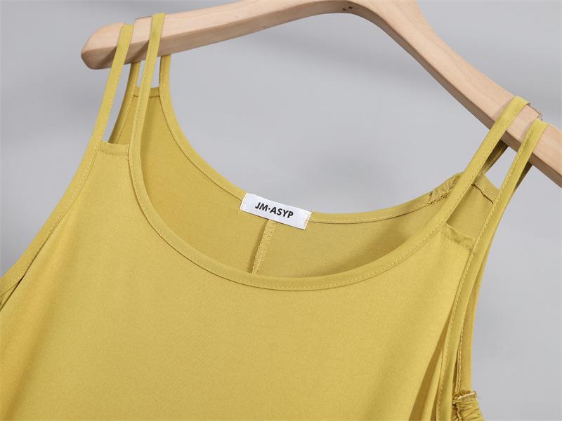 2025 New Sleeveless Cotton Rayon Slip Dress: Women's French Summer Beach Tank Maxi