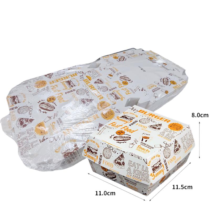 50/100 шт. Утолщенная и жиронепроницаемая коробка для упаковки бургеров Одноразовая коробка для бургеров Пищевой класс Коробки для фаст-фуда на вынос