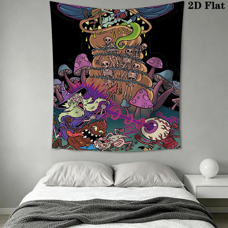 Cartoon Wizard and Monsters Pattern Home Decor Tapestry, Wall Hanging, Decorative RV Wall Cloth.SGT0917507
