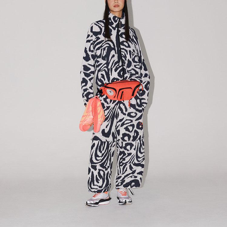 Adidas Stella McCartney Тканый спортивный топ с принтом и повседневные брюки со шнурком до середины талии Женские топы, черные брюки IN3611