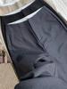 В наличии Серые хлопковые женские брюки прямого кроя slim fit для офиса с драпировкой
