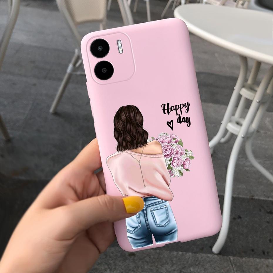 Чехол для Xiaomi Redmi A1 Redmi A1 Plus Красивая Девушка Цветок Чехол для Телефона Для RedmiA1 A 1 A1+ Конфетный Цвет Мягкая Силиконовая Задняя Крышка