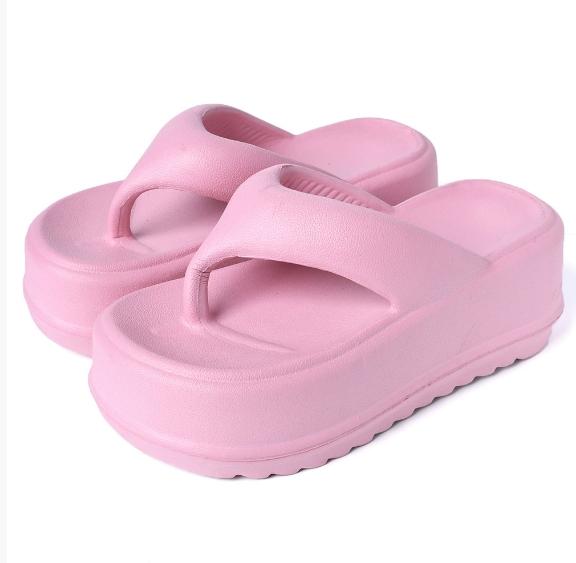 Модные летние тапочки для женщин, резиновые шлепанцы, платформа, пляжные сандалии, низкая мода, гавайские сабо с массажем, 2024