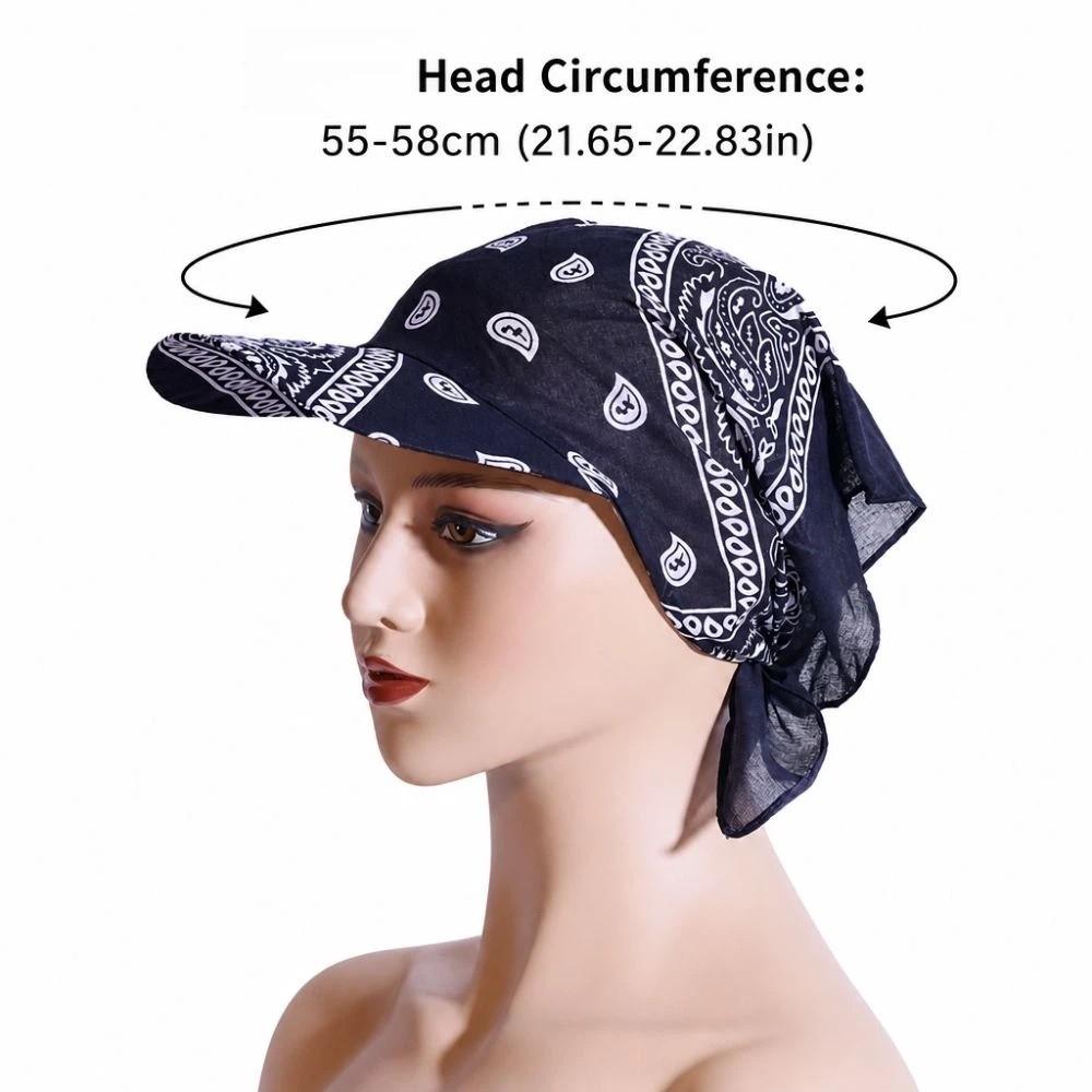 Fashion Wide Brim Baseball Caps Head Scarf Lightweight Pre-Tied Sun Visor Turban Breathable Bandana Scarf Cap Women Outdoor