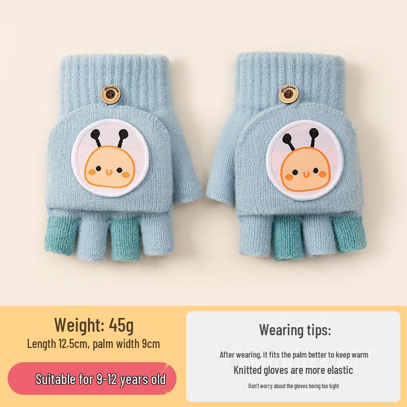 Cozy Cartoon Crocodile Flip-Top Kids' Gloves