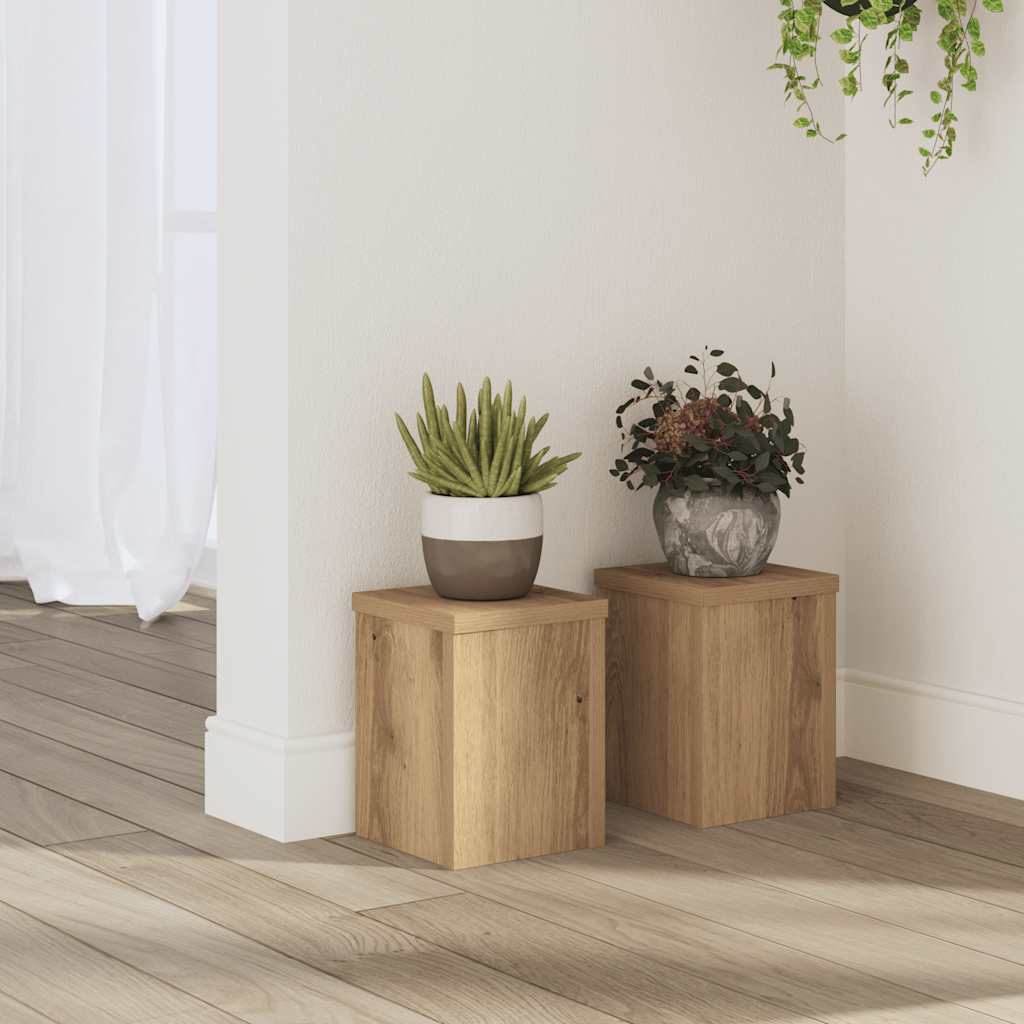 Plant Stand 2 pcs. Artisan Oak 15 x 15 x 20 cm Wood Based Material