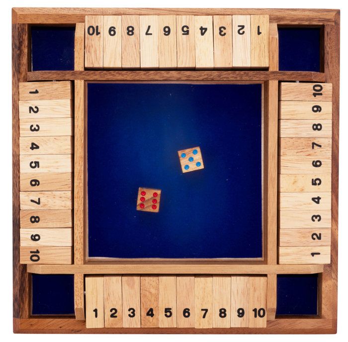 Shut The Box 4 Players - Track Game - Ecological Wooden Game - from 6 Years Old