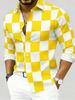 Trendy Men's Long-Sleeve Shirt, Abstract Line Print, Versatile Casual Wear