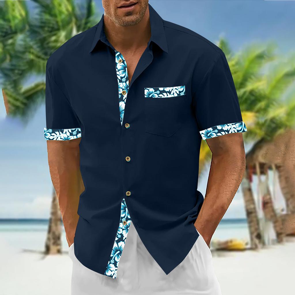 Гавайская рубашка для мужчин, мужские винтажные рубашки для боулинга на пуговицах, летняя пляжная рубашка с коротким рукавом