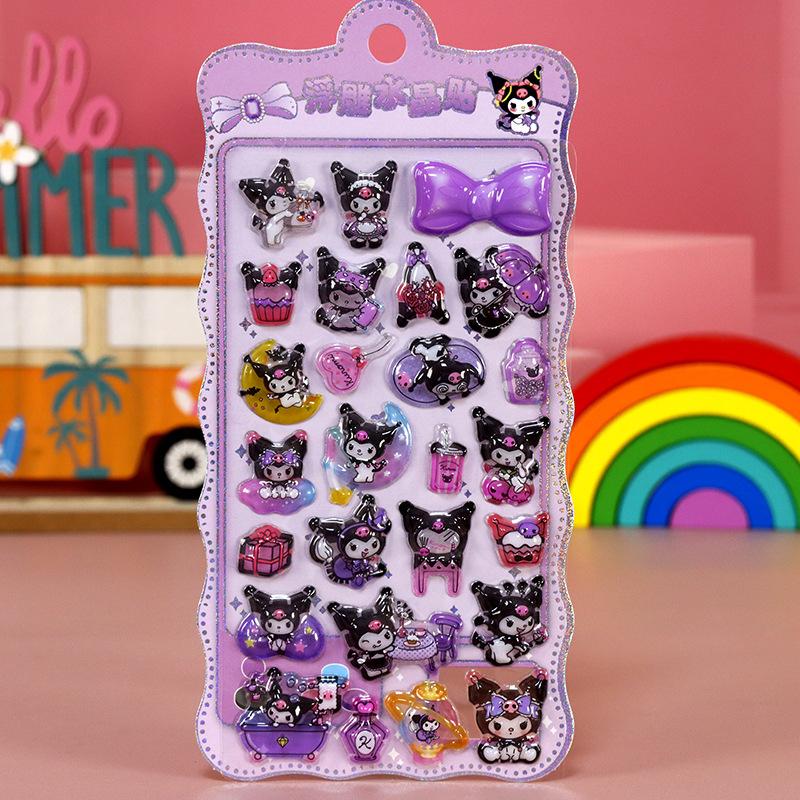 1pcs Kawaii Sanrio Kuromi Cartoon 3D Relief Stickers Aesthetic Waterproof DIY Diary Laptop Cute Anime Decoration Sticker Toys