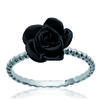 Silver Ring 'Black Rose' Black Silver - 11x7 Mm