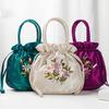 Женская сумка-ведро с верхней ручкой, женская сумка для телефона, летняя маленькая сумочка в национальном стиле, сумка на шнурке с вышитым цветочным узором