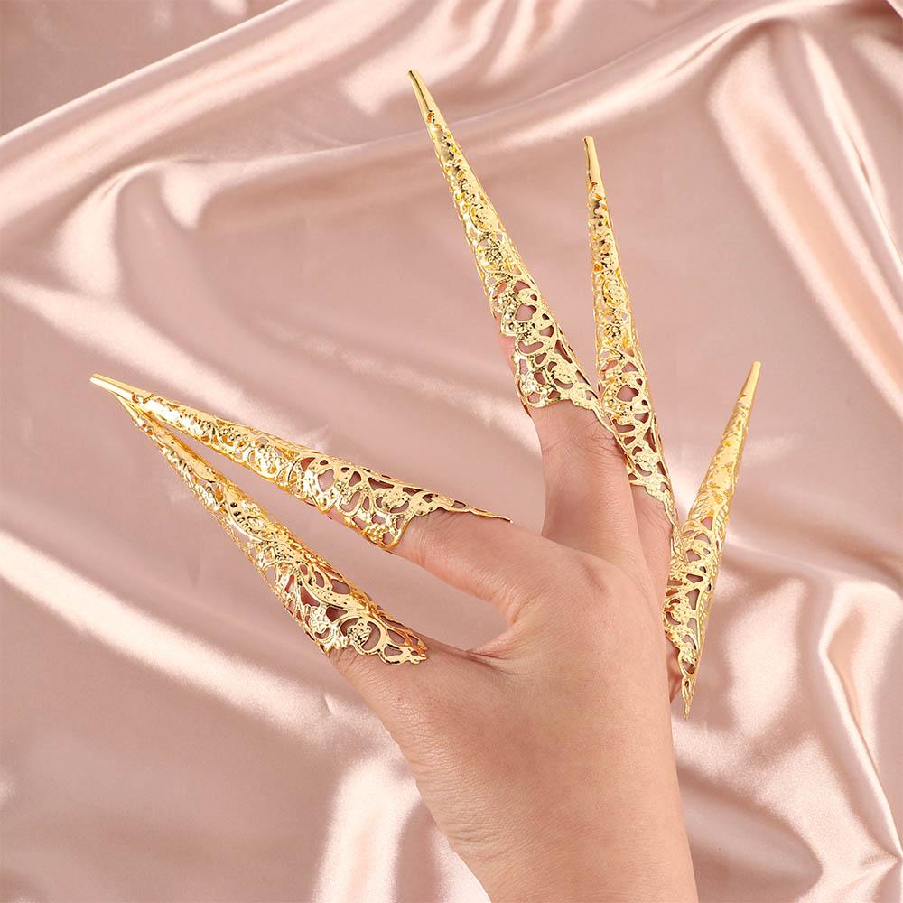 Style Queen Costume Belly Dance Accessories Finger Tip Protection Knuckle Rings Nail Rings Set