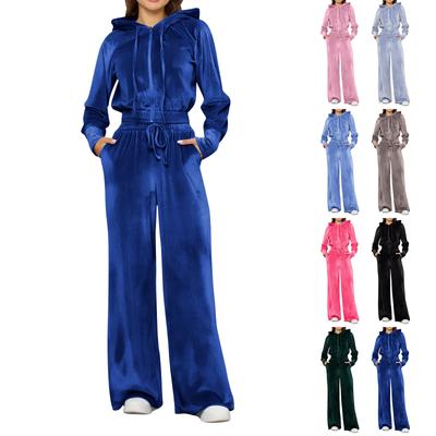 Повседневный женский однотонный кардиган на молнии, толстовка, брюки, комплект из двух предметов