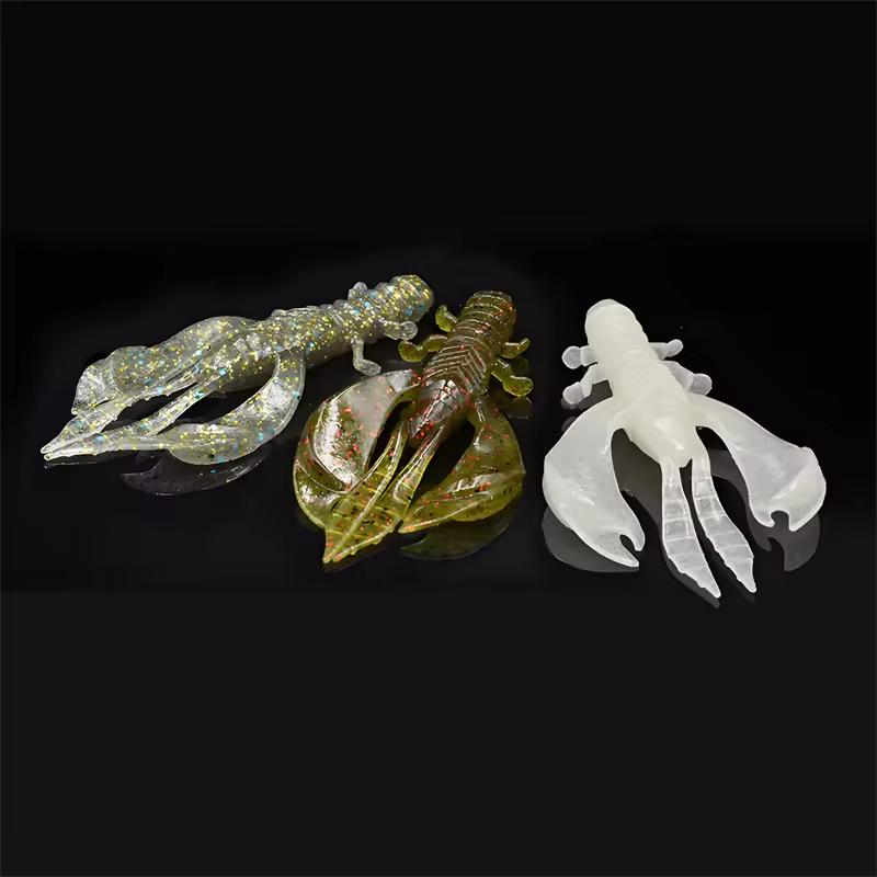 Soft PVC Plastic Fishing Lures-Silicone Craws Shrimp & Dragonfly Larvae Bait for River & Lake Topwater Baits Without Hooks