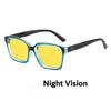 New Retro Night Vision Anti Blue Light Glasses Men‘s High Quality Square Frame No Diopter Reading Glasses with Orange Lenses