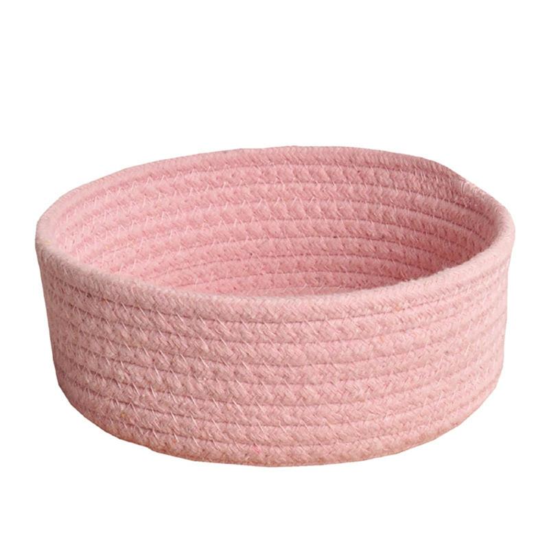 Корзина для хранения ручной работы, вязаная хлопковая круглая тарелка для хранения на прикроватной тумбочке, закуски, всякая всячина, ключ, косметика, органайзер, коробка