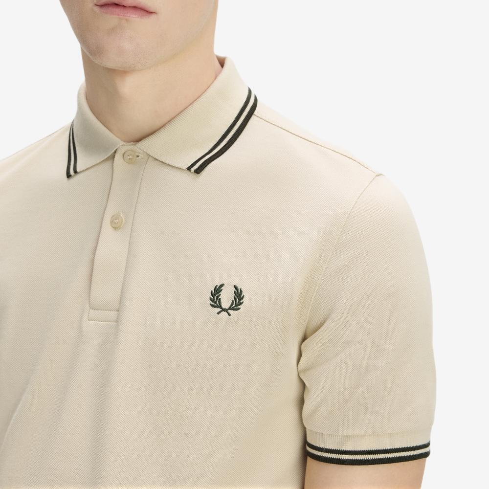 Fred Perry [M3600] Рубашка Fred Perry с двойным воротником - Овсяный/Ночной зеленый Afpm2G33600-X64