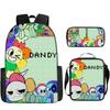 Dandys World Anime Print Backpack Set Students Lightweight School Bag With Crossbody Pouch Pencil Case