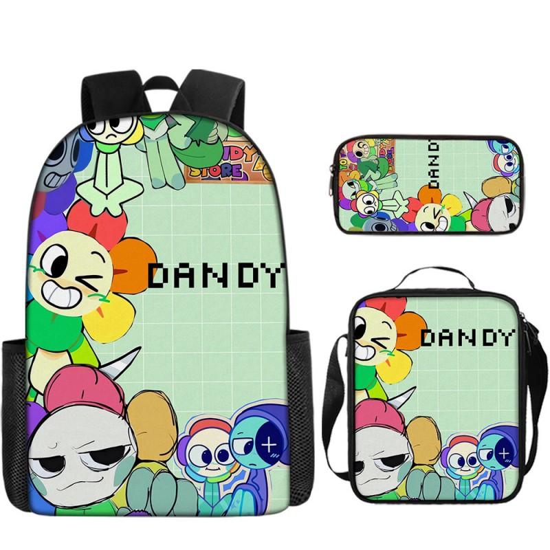 Dandys World Anime Print Backpack Set Students Lightweight School Bag With Crossbody Pouch Pencil Case