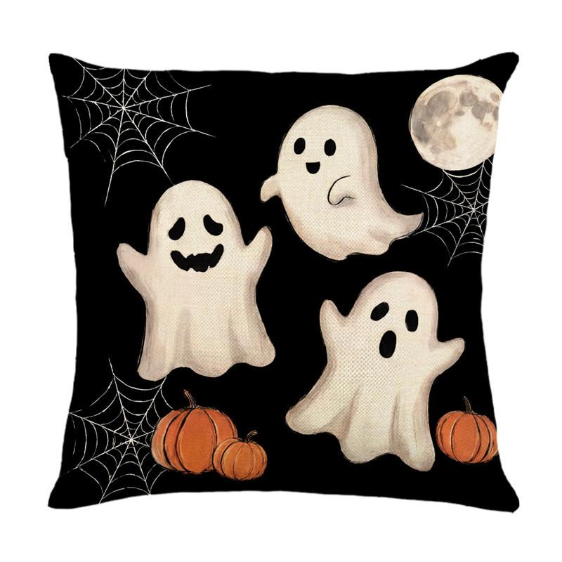 Halloween Pillow Covers Pumpkin Ghost Print Couch Throw Pillow Case Cushion Cover for Sofa Bed Holiday Decor 45x45cm