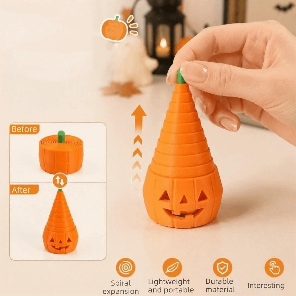 Halloween Theme Retractable Pumpkin Fidget Toy Funny 3D Printed Pumpkin Toy Kids Gift