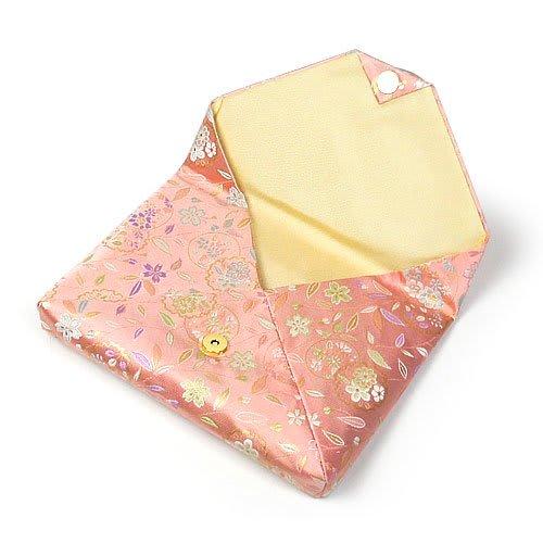 Tea Ceremony Utensils, Sukiya Bag, Pure Silk (Willow and Cherry Blossom with Flower Circle, Pink)