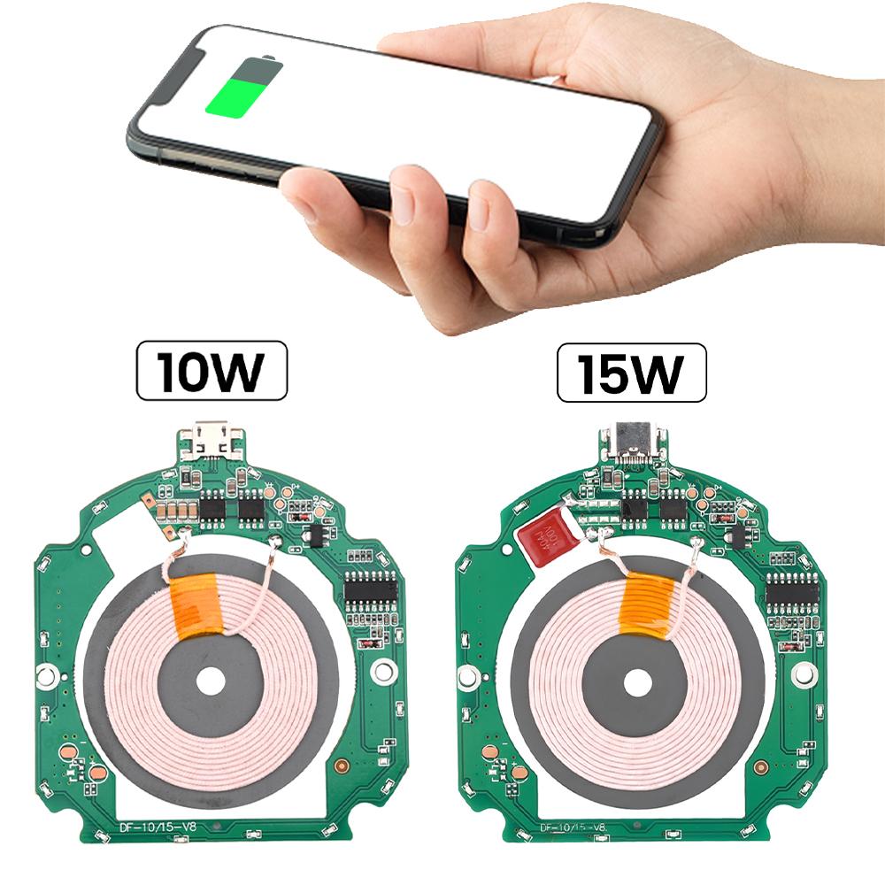 10W 15W High Power Wireless Charger Transmitter Module Type C Micro USB + Coil QC/PD For QI Standard Fast Charging Circuit Board