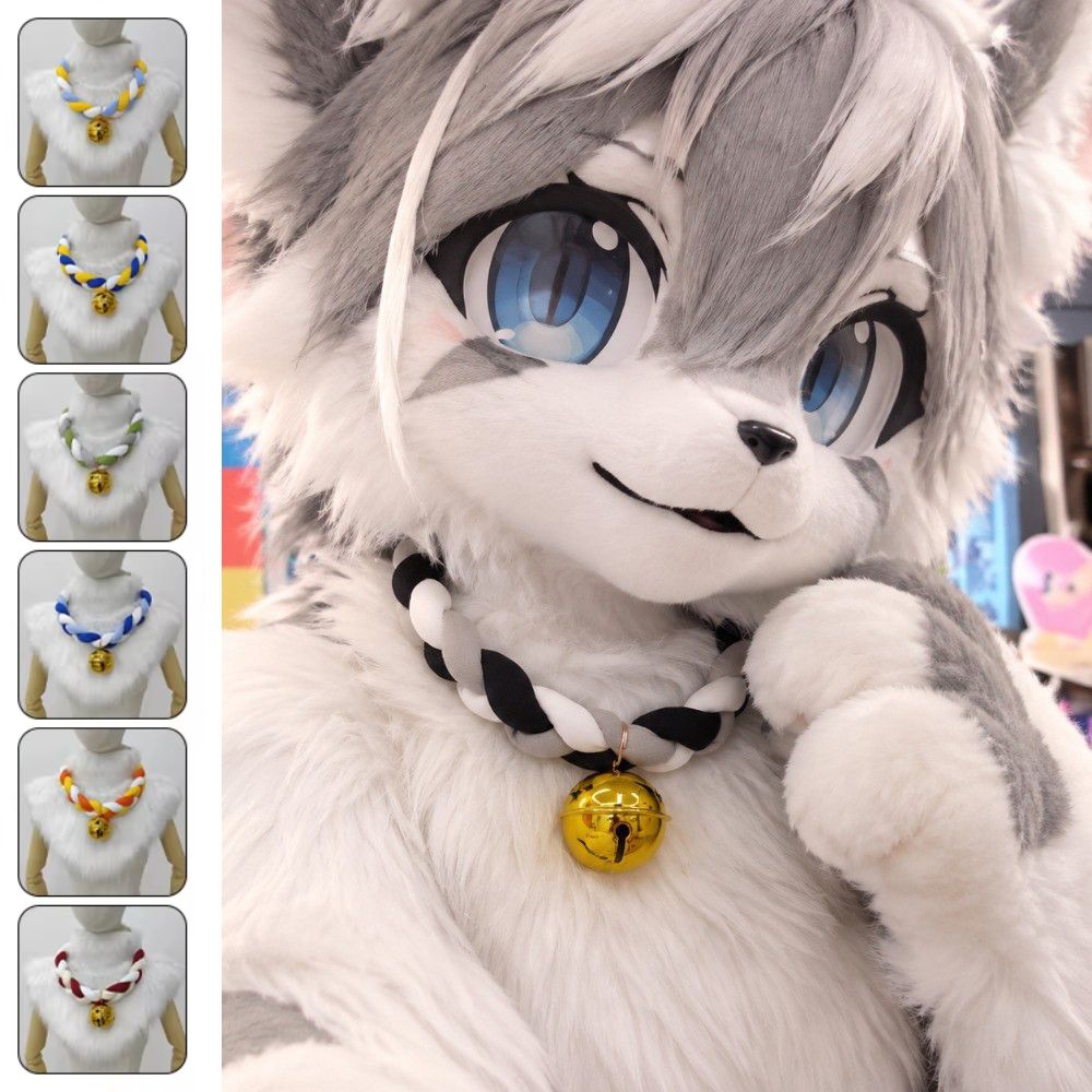 Braided Rope Fursuit Braided Choker Necklace With Bell Braided Rope Necklace Animal Cosplay
