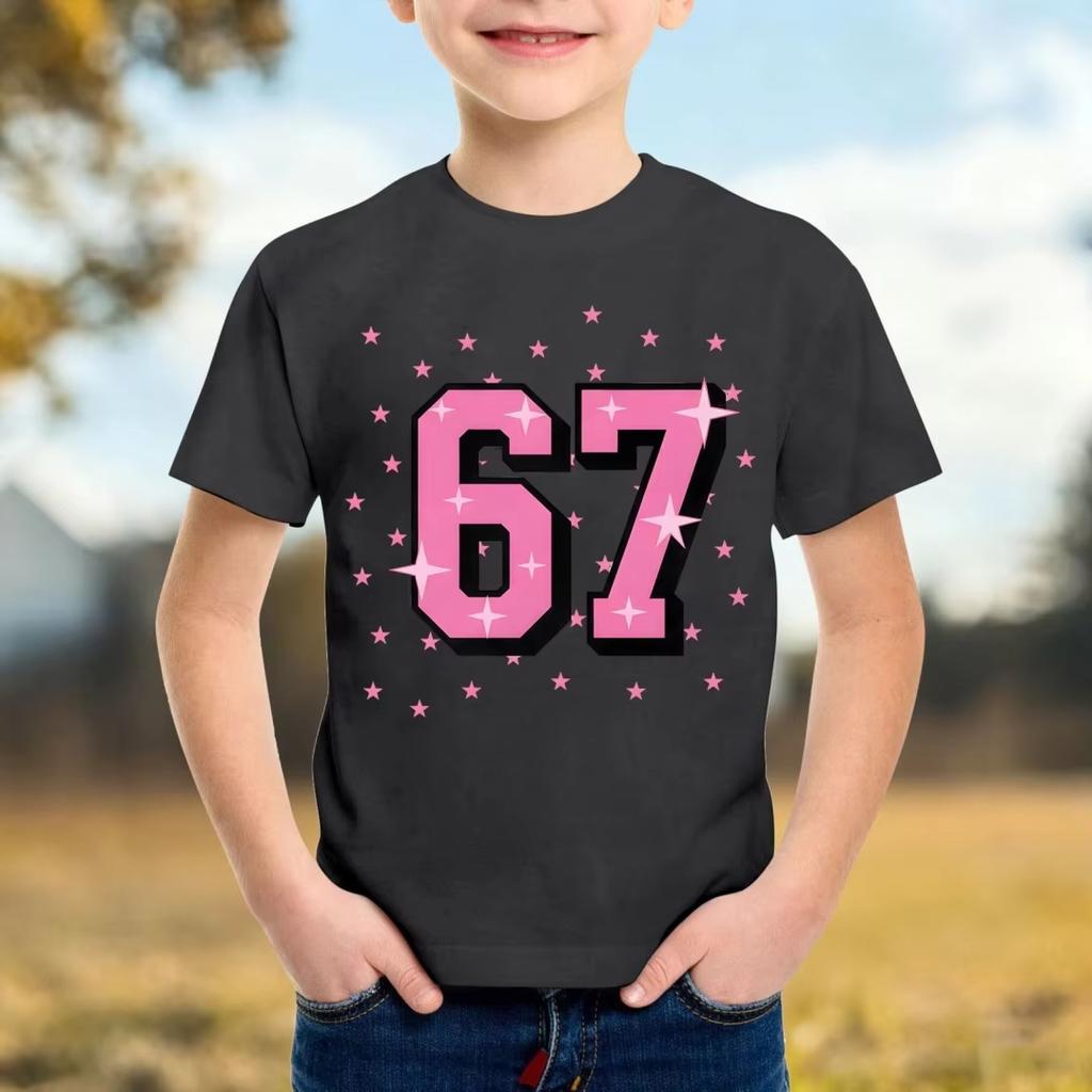 Kids 67 Themed Colorful Print TShirt Soft Cotton Fabric Breathable and Comfortable Ideal for Toddlers and Childrendf0227