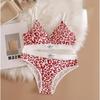 Женский бесшовный комплект с бюстгальтером, трусики с низкой талией, леопардовый комплект нижнего белья без косточек, спортивный бюстгальтер с v-образным вырезом, хлопковый сексуальный комплект нижнего белья