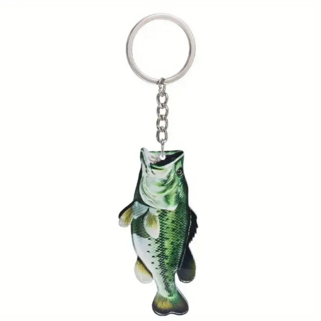 Fun Acrylic Fishing Lover Keychain Accessories Bag Fish Pendant Fisherman Ocean Key Chain Ring Keyring Jewelry Fans Fisher Gifts
