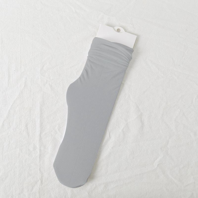 1/5 Pairs Women Ice Thin Loose Socks Calf Tube Socks Summer Purple Knee Nylon Socks Japanese Fashion College Style Solid Color