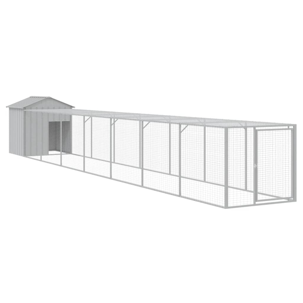 Vidaxl Kurnik Z Wybiegiem, Jasnoszary, 117X813X123 Cm, Stal
