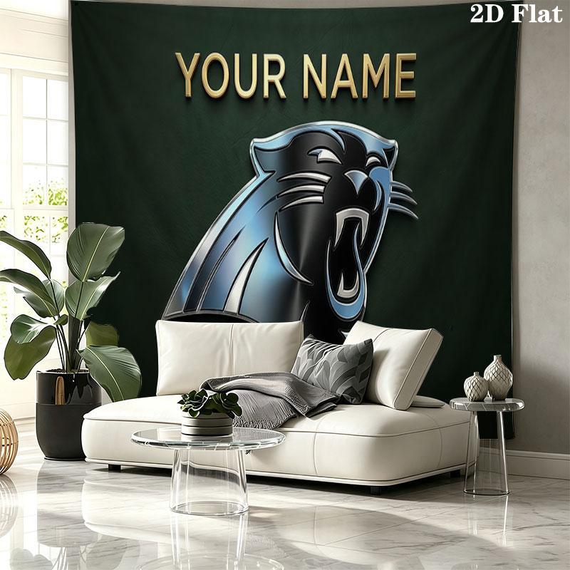 Custom Name,Carolina Panthers Wall tapestry, aesthetic printed fabric blanket, suitable for bedroom, living room, and home decor.