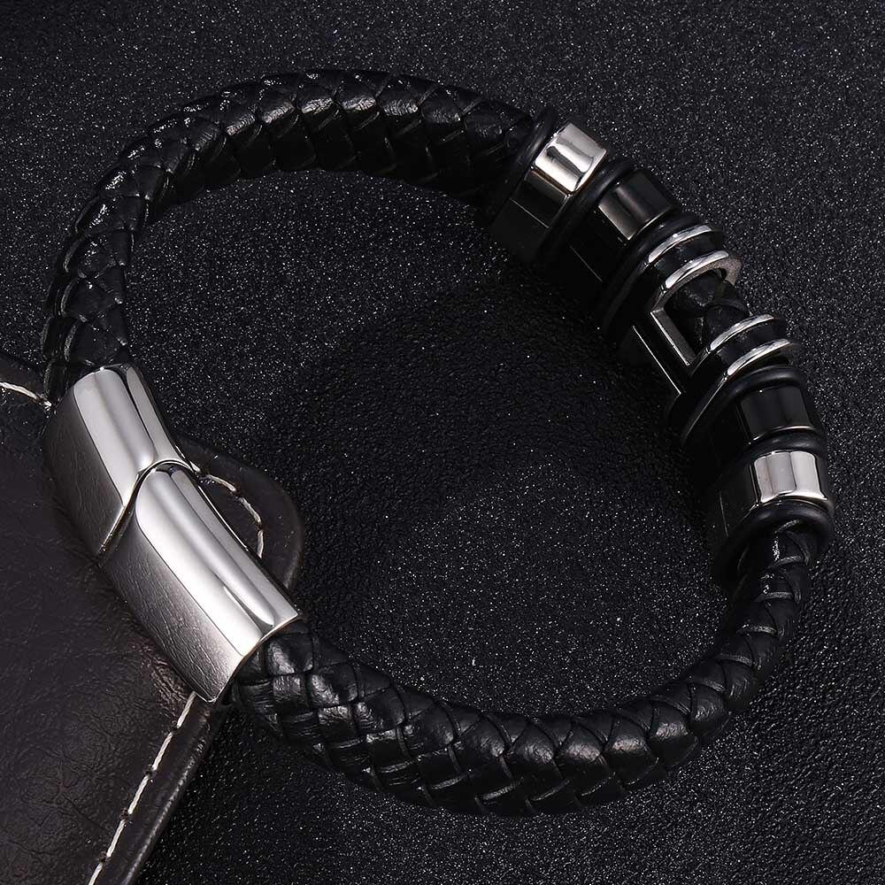 Модный новый браслет из натуральной кожи для мужчин с застежкой из нержавеющей стали ручной работы, мужские браслеты с подвесками, ювелирные изделия