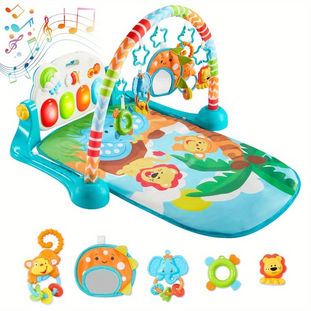 JOYFY Игровой коврик для малышей, коврик для лежания на животике, игрушка для детей от 0 до 6 месяцев, музыкальная развивающая игрушка, очаровательный игровой центр на тему животных с пианино