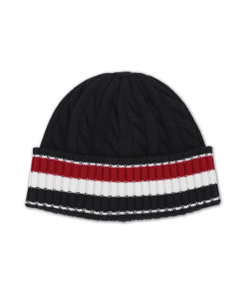 Tombeulaun Merino Wool Rwb Striped Cable & Rib Beanie - Navy / Mkh107Ay1005415