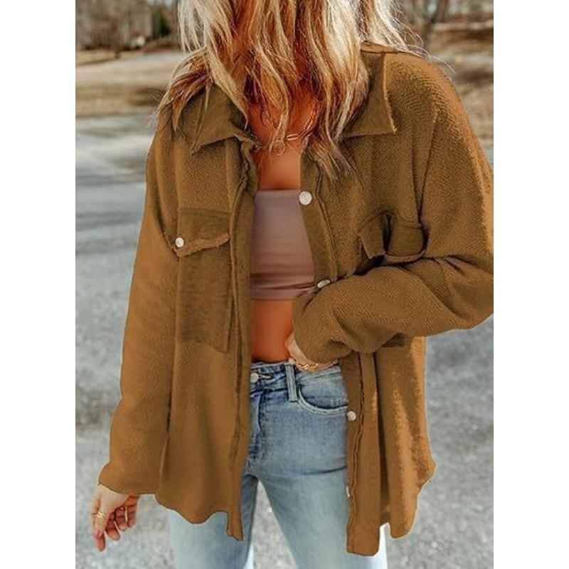 Осенне-зимняя женская мода повседневный трикотажный однобортный кардиган с карманом из необработанного края