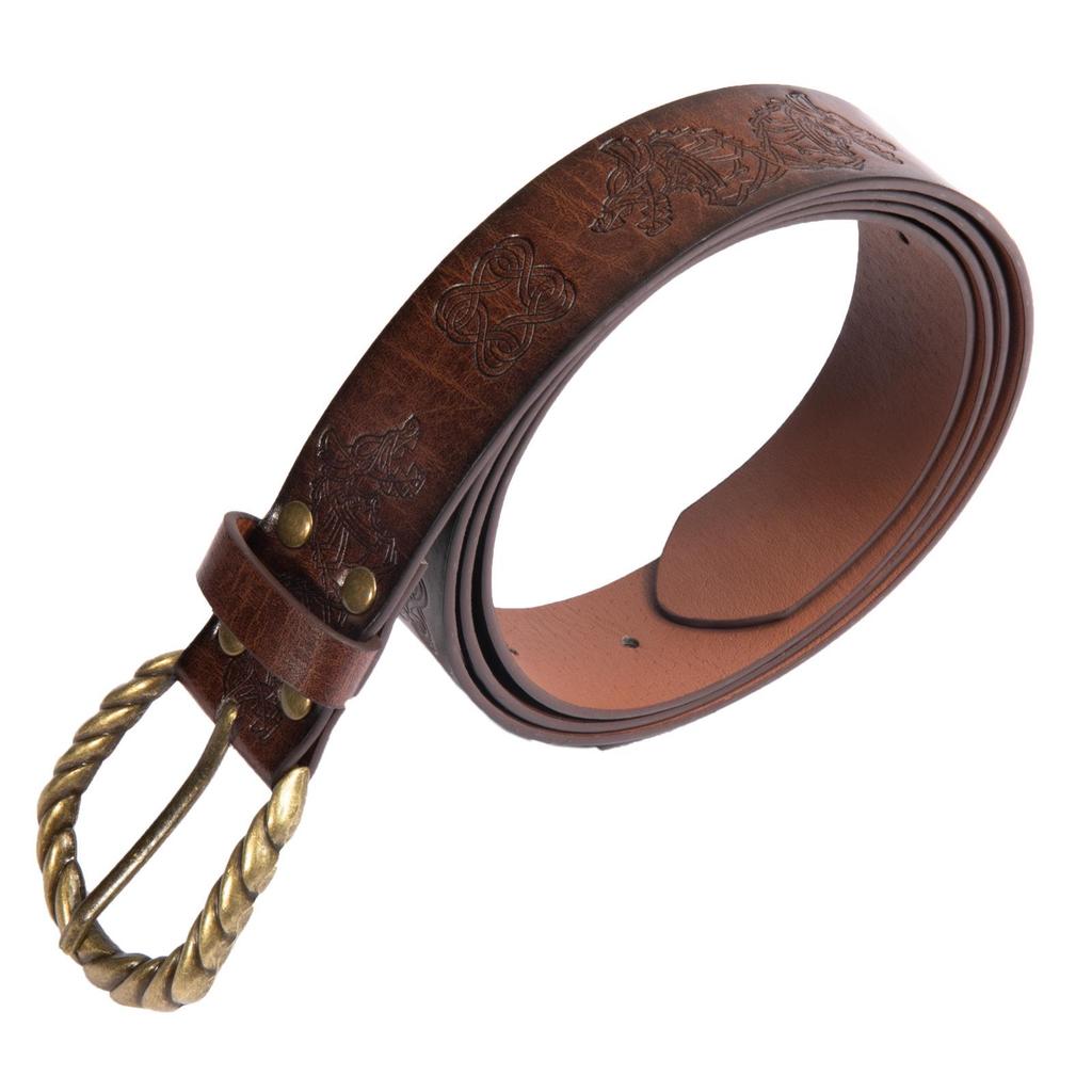 Рельефный пояс викинга Фенрира - средневековый ретро-реквизит для косплея рыцаря