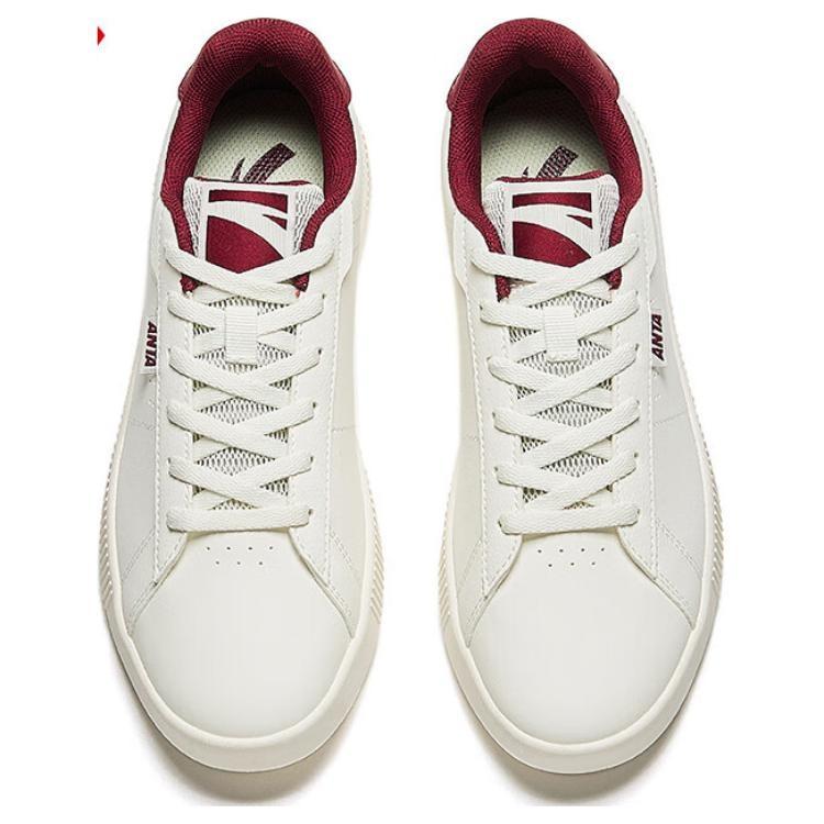 Anta Abrasion Resistant Breathable Abrasion Resistant Breathable Low top Skateboard Shoes Women's White Red 122438019R-2
