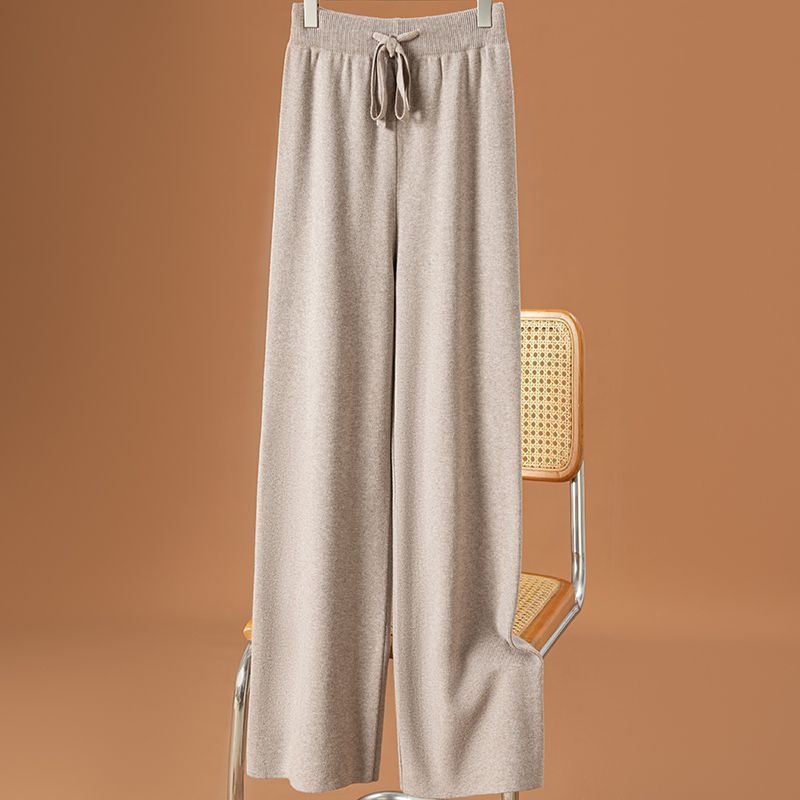 Thick Warm Knitted Casual Chic Basic Soft Elastic High Waist Women's Pants Korean Fashion Straight Ankle-Length Pants For Women