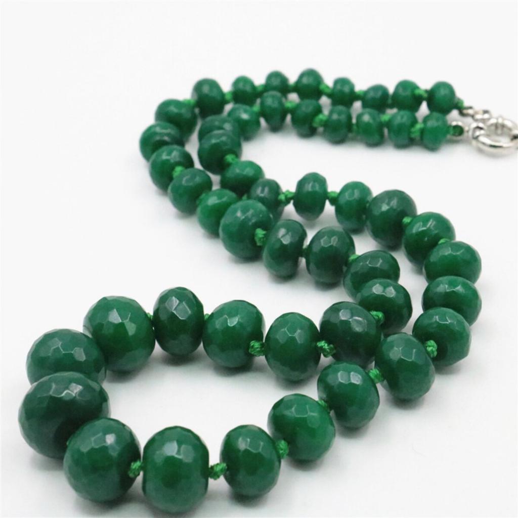 2023 8-20mm Natural Dark Green Jade Chalcedony Beads Necklace Faceted Women Girl Stone DIY Fashion Jewelry Making Design Christmas Gifts