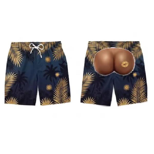 Men's Fake Butt Beach Shorts Hawaiian Surfing Shorts Summer