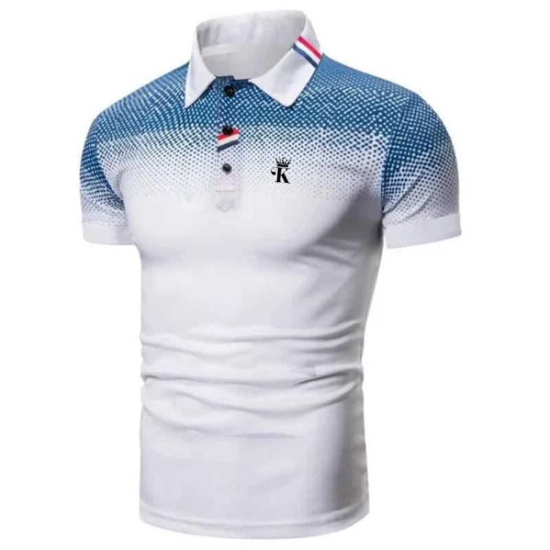 Летняя мужская повседневная рубашка поло с коротким рукавом